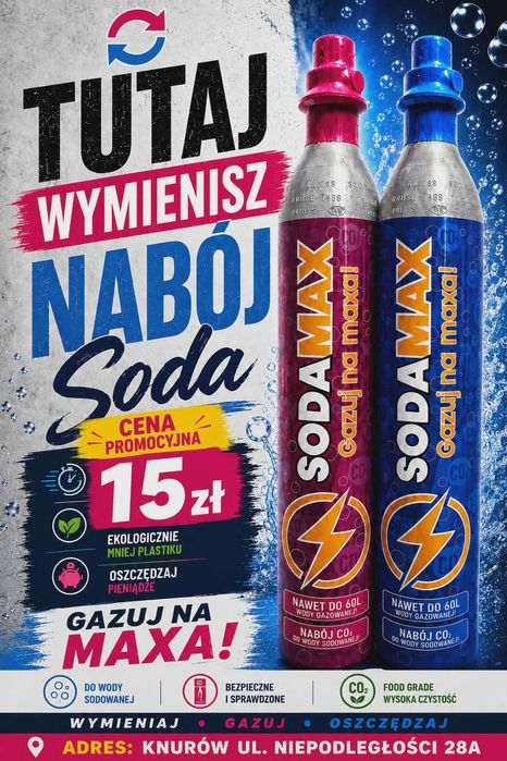 Soda MAX gaz do saturatora wymiana naboju sodastream