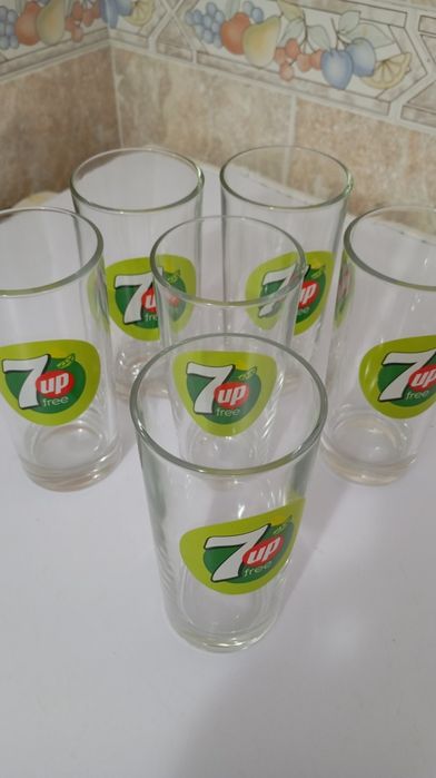 6 Copos 7UP vidro novos