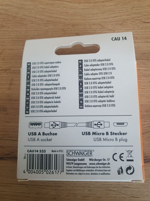 Adapter Łącznik USB 2.0 OTG Micro-B/USB 2.0 A