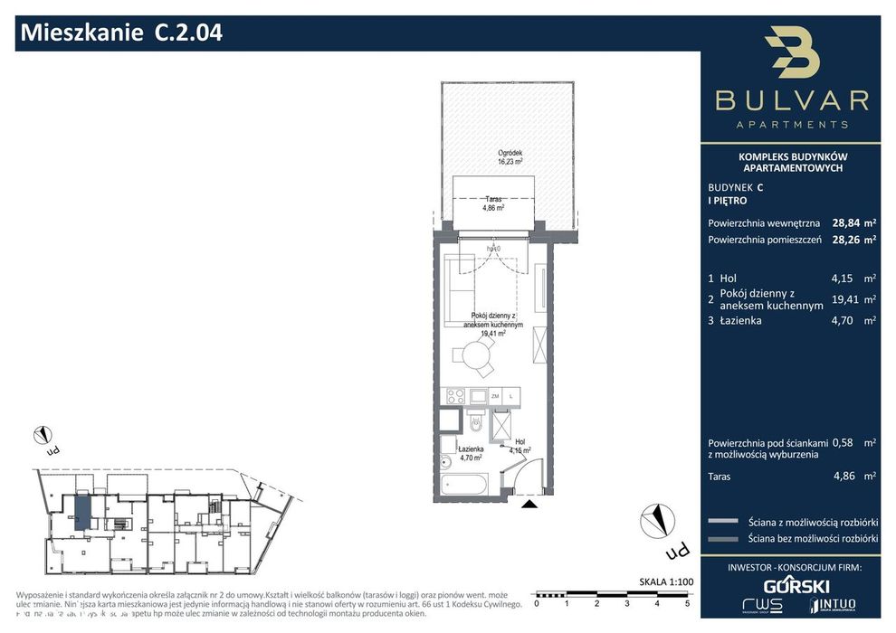Bulvar Apartments | mieszkanie 1-pok. | C.2.04