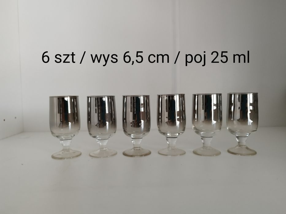 Szkło platynowe PRL / Zestaw "B" /Szklanki, kieliszki - 34 elem