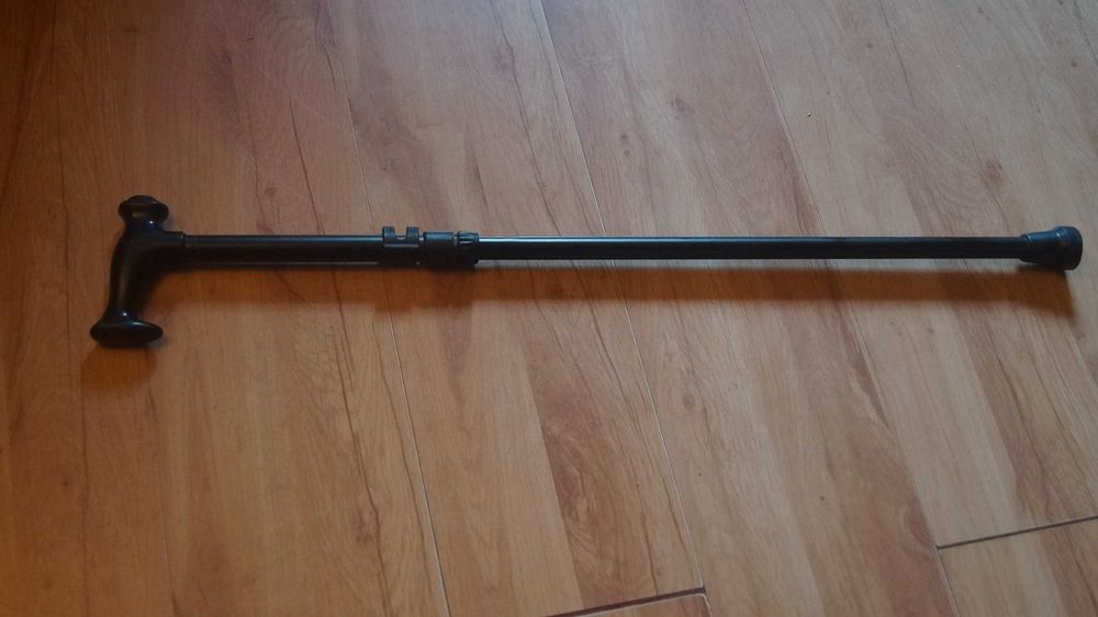 Laska czarna elegancka regulowana z odblaskiem aluminium lekka 75-92cm