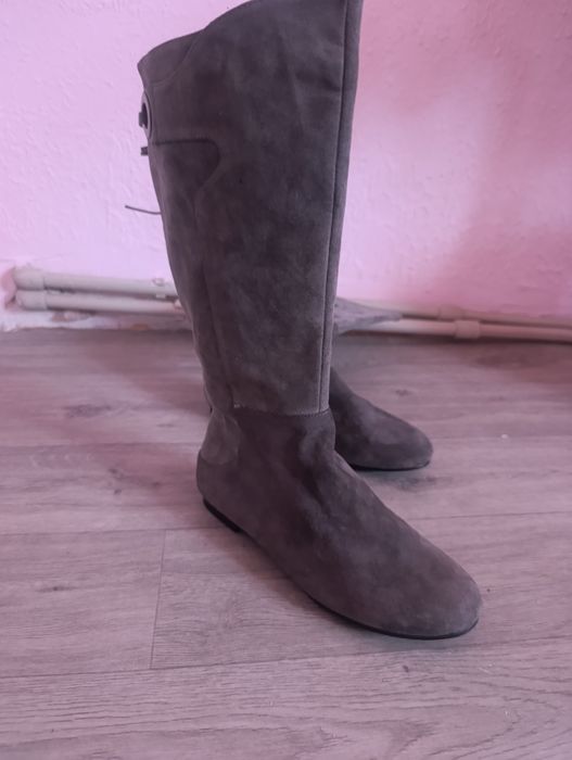 Сапоги демисезон, 38р натуральный замш и кожа Италия