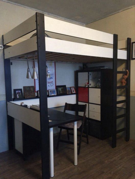 Cama alta com colchão