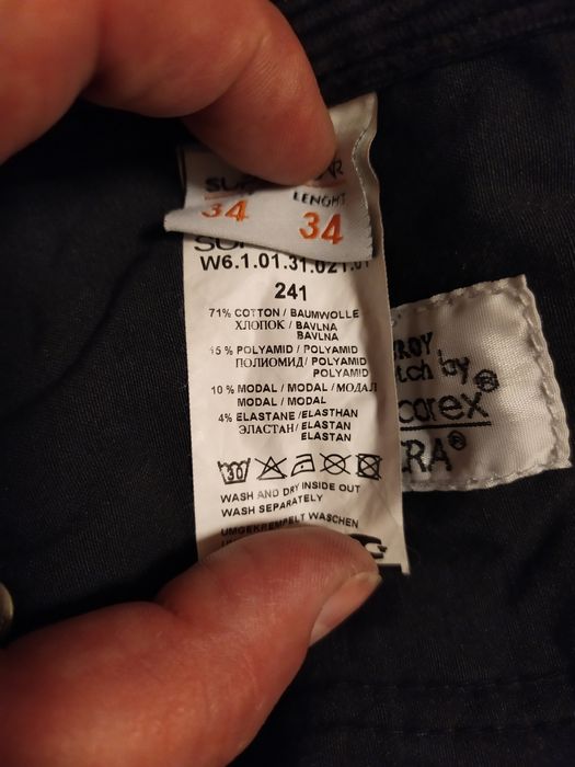 Вельветовые брюки пояс п/о 45 см, р 34/34 темночёрные  фирмА SuperStar