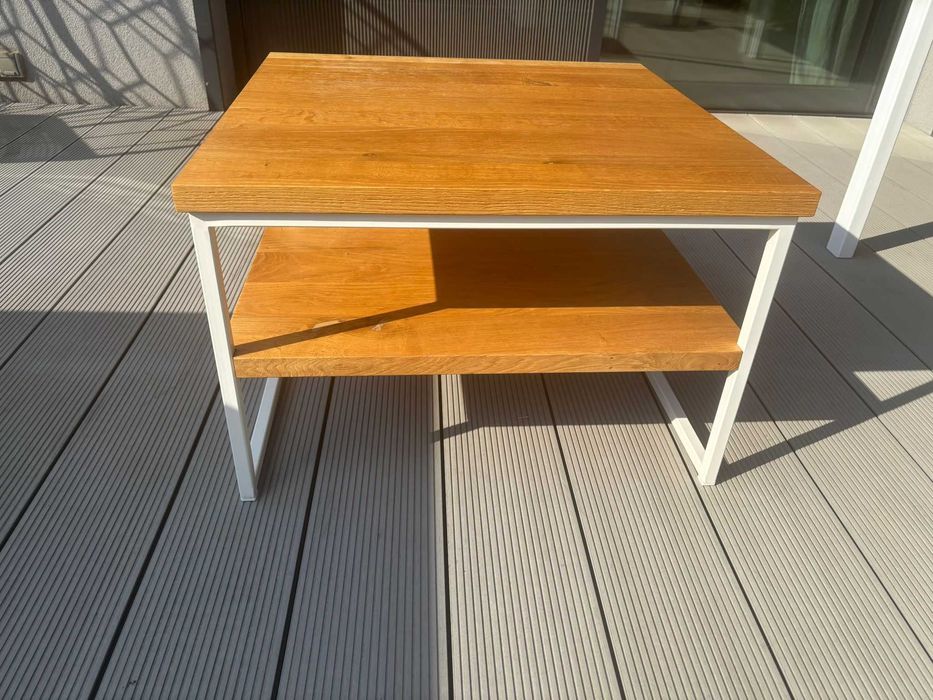 Stolik kawowy dębowy blat i półka