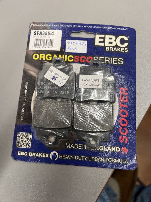 Pastilhas de travao mota EBC