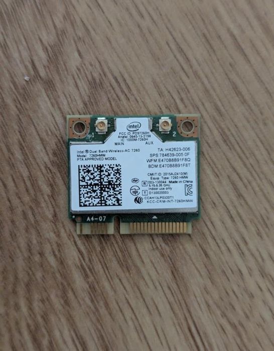 Wi-Fi адаптер Intel 7260 HMW AC, 2,4 GHz, 5 GHz, b/g/n/ac, Bluetooth