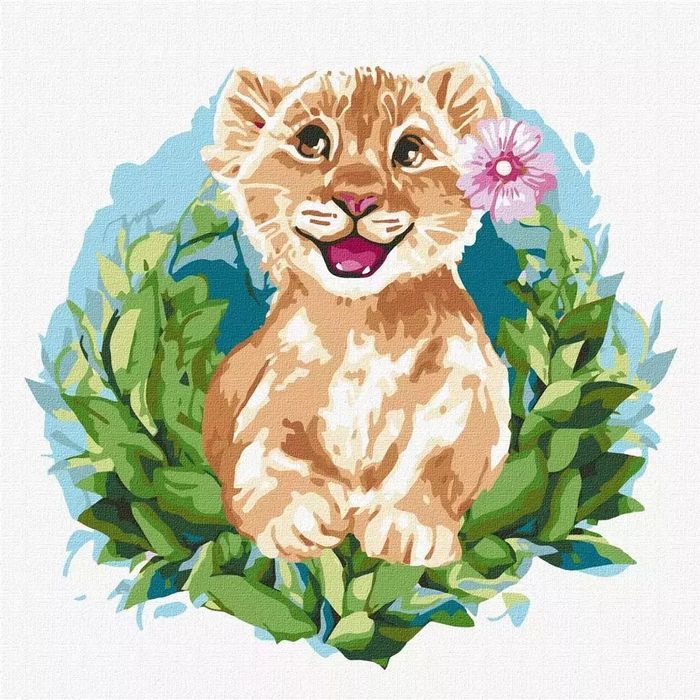 Malowanie po numerach - Urocze lwiątko 30x30. Ideyka