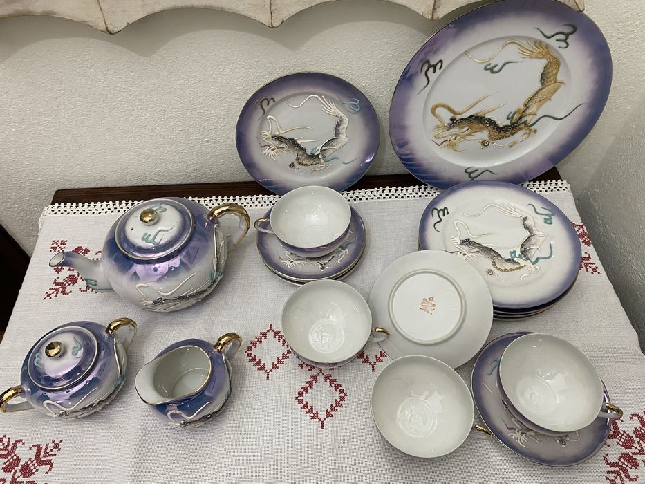 Servico porcelana/casquinha de ovo chines cor lilaz esfumado