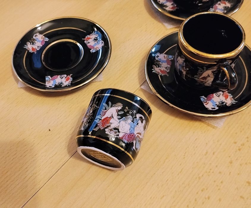 Antyk * Grecka porcelana  zdobiona Czystym  24k.Złotem