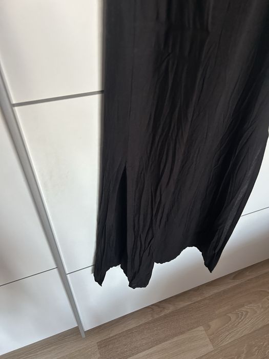 Czarna letnia sukienka maxi z koronką r. S
