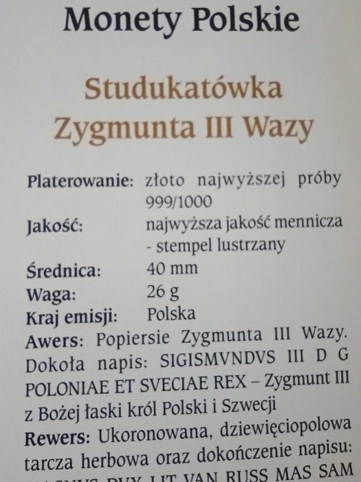 Studukatówka Zygmunta III Wazy