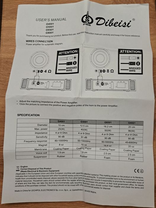 Głośnik 4" Dibeisi G4001 25W