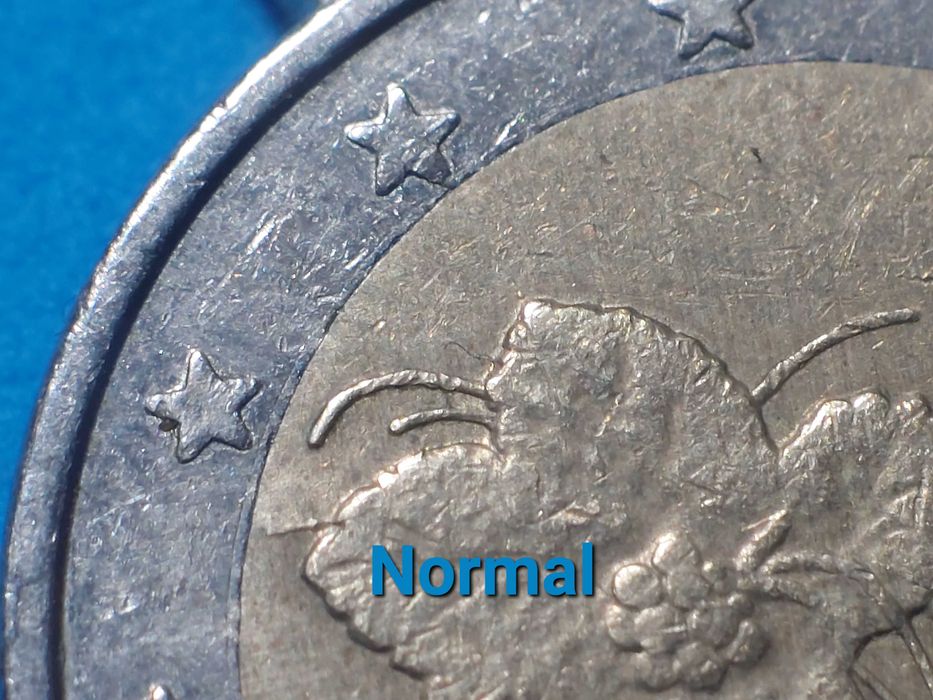 Moeda 2 euros Finlândia 2006 com erro de cunhagem