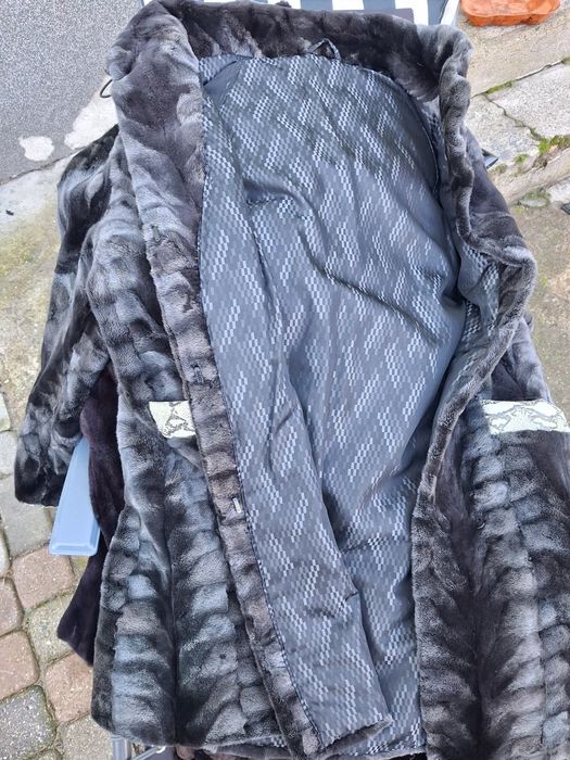 Futerko z norek epilowanych  kieszenie obszyte z skóry węża