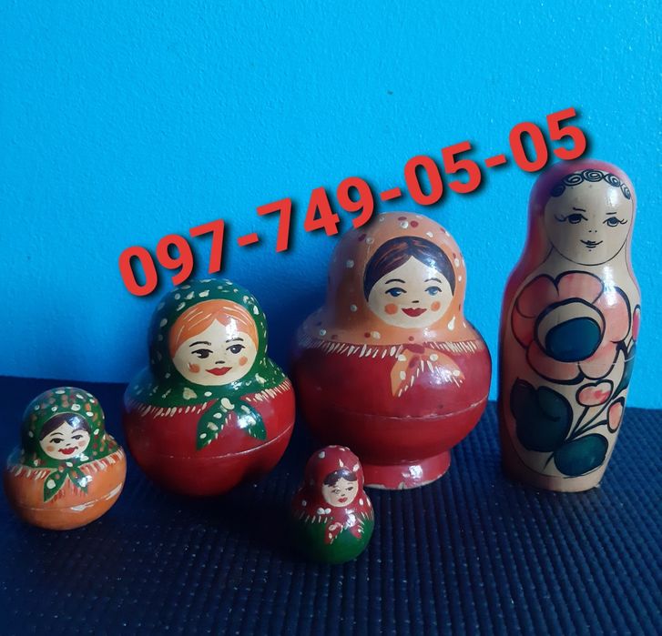 Матрёшки СССР, разборные, ручная работа, раритет 4 в 1 (1960г.) + 1