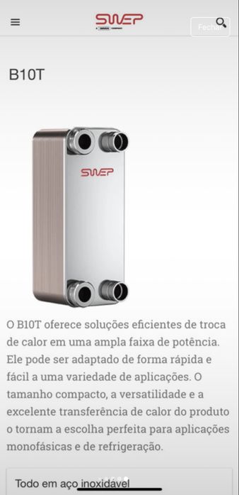 Permutador de calor Swep