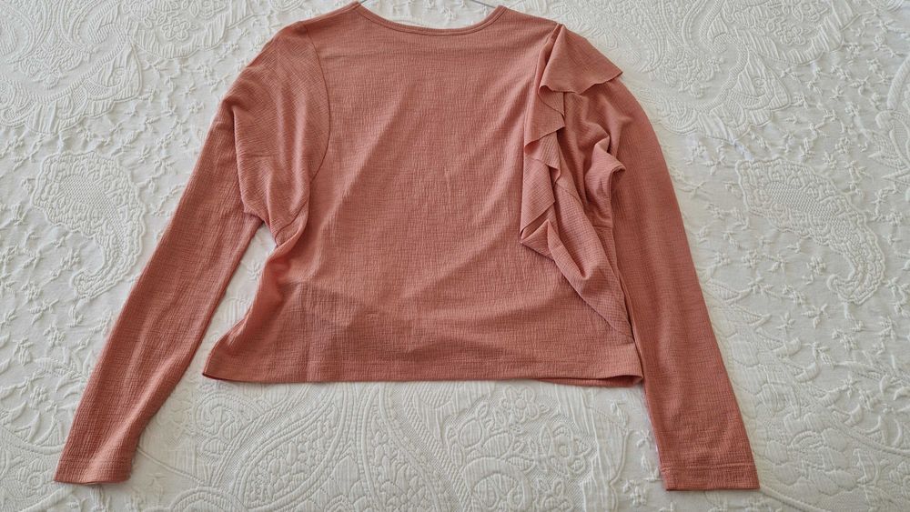 Blusa rosa, managa comprida, Zara, tamanho S