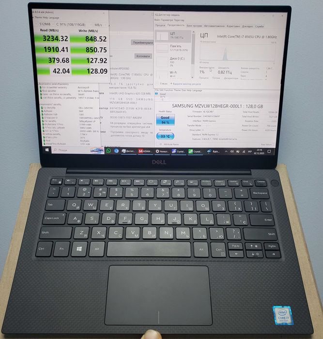 Преміальний сенсорний 4K DELL XPS 9380 I7-8565U 128GB 16GB RAM ідеал