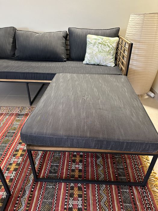 Conjunto mesa cadeira e sofa para exterior