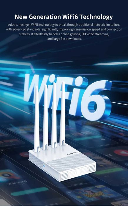 4G роутер WiFi6  SIM картка COMFAST AX300 LAN Type-C