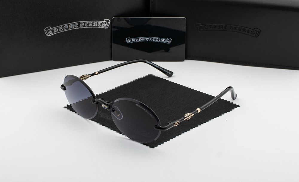Сонцезахисні окуляри Chrome Hearts NEW 2026 | UV400 | безоправні | овальна лінза | футляр в комплекті | металева оправа
