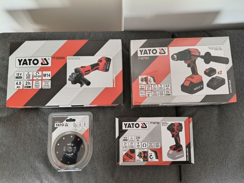 Zestaw narzędzi Szlifierka, Wiertarko-wkrętarka Zakrętarka Yato 18v