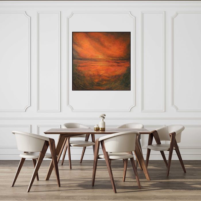 Ręcznie malowany nowoczesny obraz - abstrakcja do salonu 80x80  Kraków