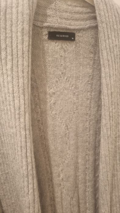 Dlugi kardigan sweter Reserved szary melange