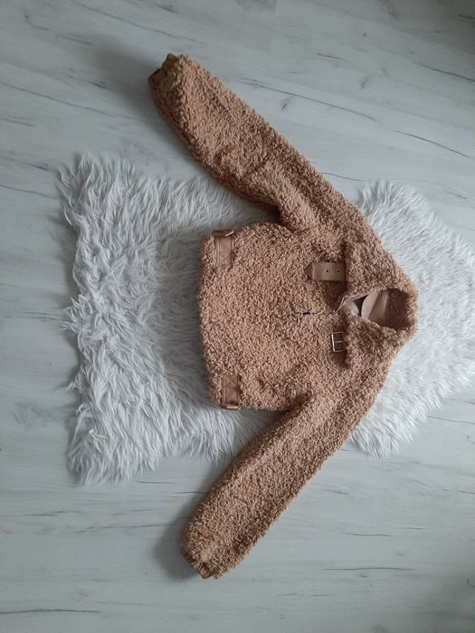 Piękna kurtka baranek krótki kożuszek miś futerko S 36