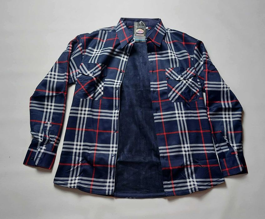 Męska koszula w kratę ciepła ocieplana polarem r. 3XL 44/45 Black&Fish