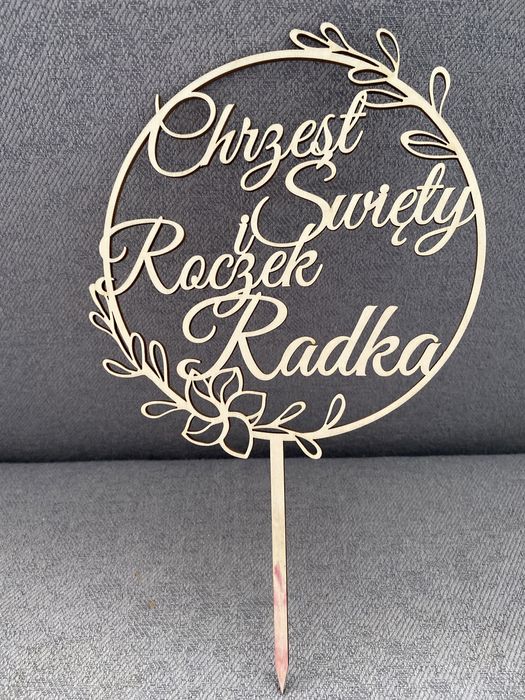 Topper na tort chrzest i roczek Radka