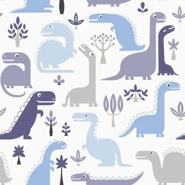 Tapeta dla dzieci Dino niebieska winylowa na flizelinie