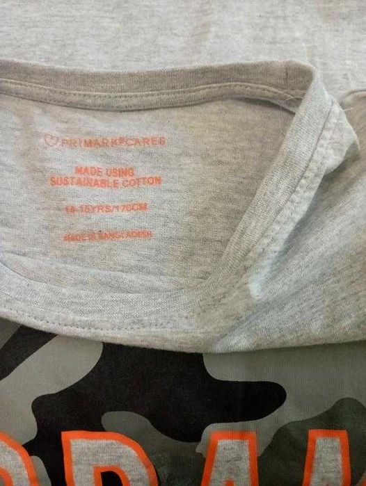 Світло-сірий реглан лонгслив primark на хлопчика 14-15 років