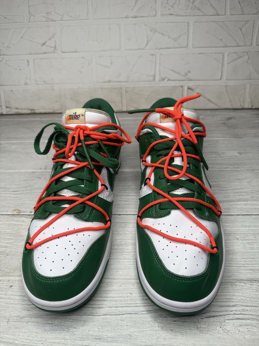 Крутые кроссовки nike dunk low off-white pine green