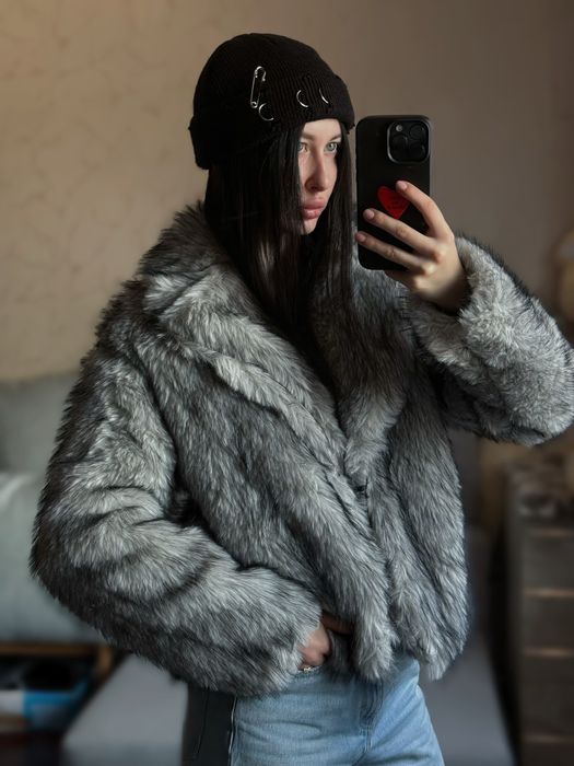 Нова еко шубка , сіра шуба