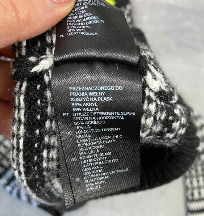 Czarno biały sweter we wzory H&M Divided  M-XL Wełna