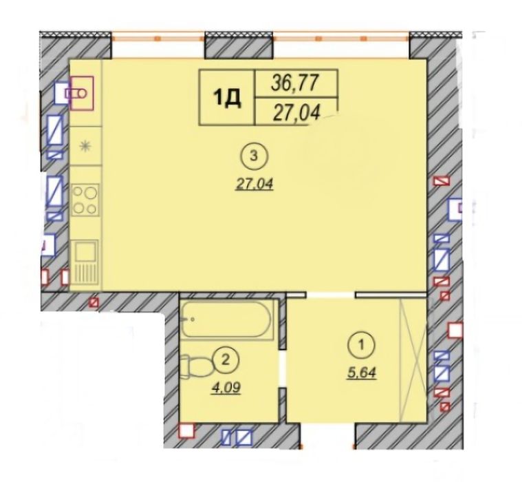 Продаж студійної квартири в ЖК Молодість,  37 м2