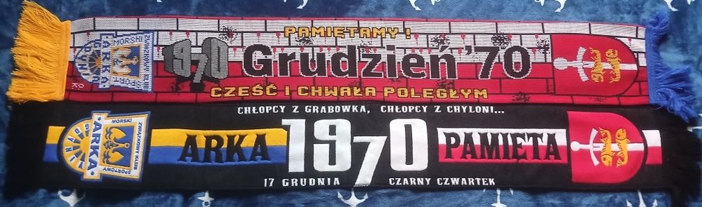 szal szalik Arka Gdynia+Lech+ Cracovia+ Polonia+ Zagłębie+Gwardia O.K