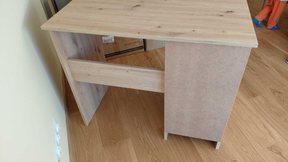 Biurko komputerowe A-6 90 cm lewe - dąb artisan - 3 szuflady