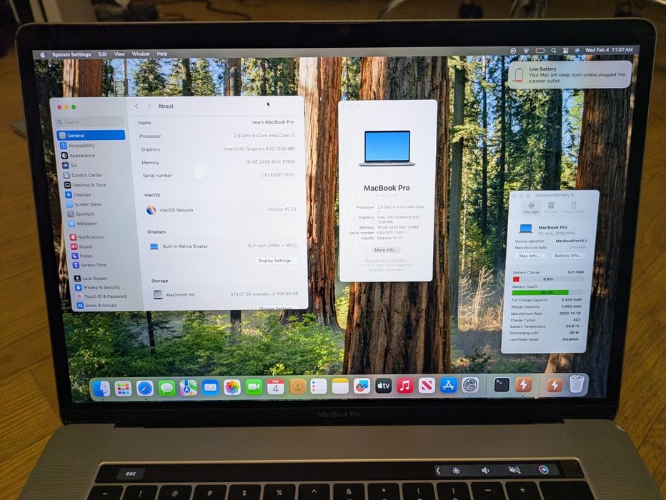 MacBook Pro 2018/2019, 15", i7, 17/512 ГБ.