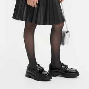 Czarne lakierowane loafersy dziewczęce, DeeZee, r.32/33 -