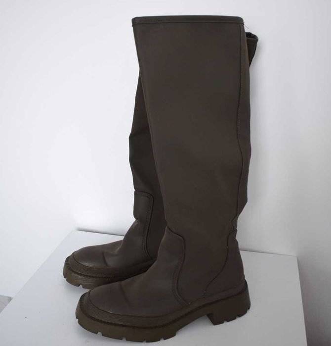 Zara Kozaki khaki wysokie kalosze 39