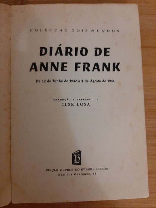 Livro "Diário de Anne Frank"