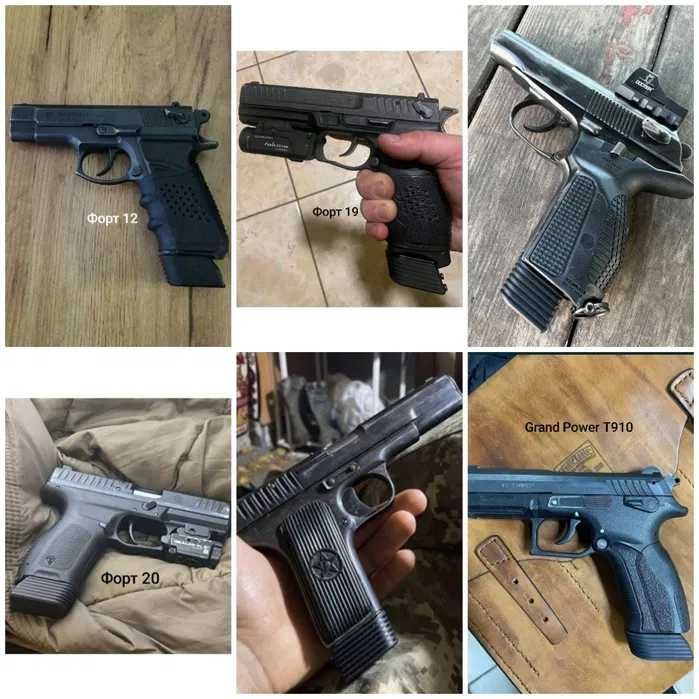 П’ятка збільшувач магазину для пістолетів ПМ, ТТ, Glock 17, 19, Flarm TQ1, T910, CZ 82/83 та Heckler & Koch VP9 алюміній.