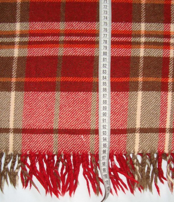 Червоний картатий плед або ковдра з вовни та суміші волокон 150х200 cm