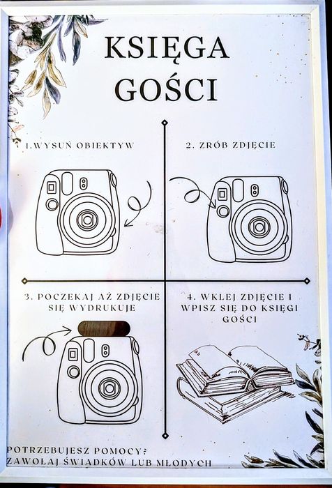 Instrukcja instax do księgi gości na ślub wesele RAMKA GRATIS