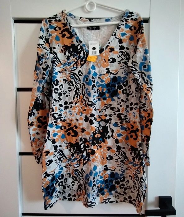 Sukienka krótka tunika wzor tom&rose L nowa bawełna  panterka