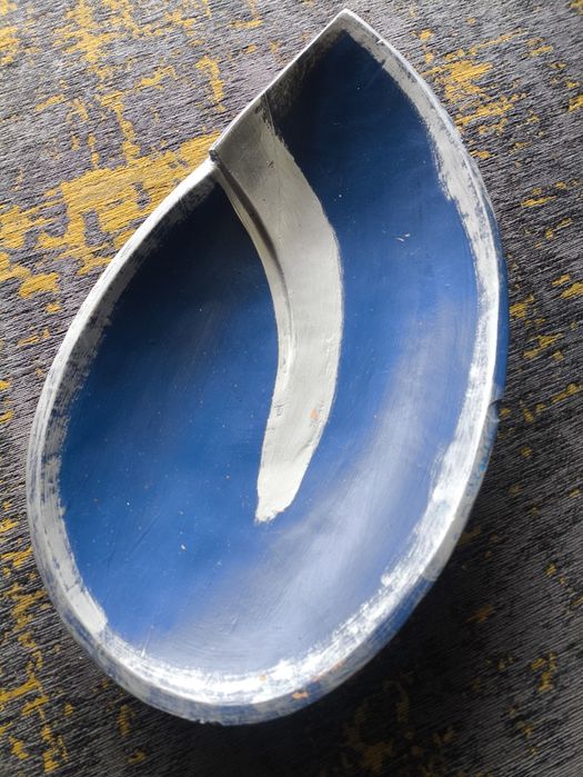 Fruteira / Travessa azul de cerâmica pintada a mão